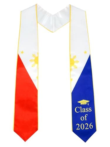 GraduatePro Philippines Flag Graduation Stole 2026 – 72" Adult Unisex Graduation Sash for High School College Graduate, Class of 2026 Gifts for Him Her, Patriotic Regalia Stole