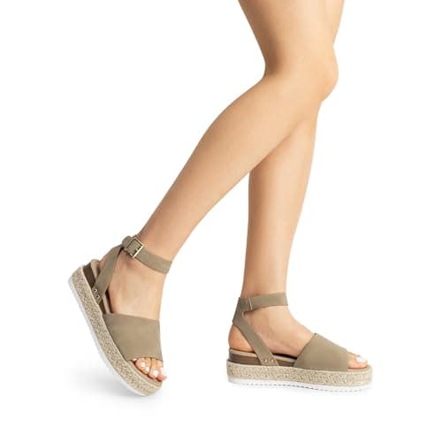 DREAM PAIRS Women's Platform Espadrilles Casual Ankle Strap Wedge Sandals Comfortable Dressy Summer Shoes,Size 8.5,Taupe-Nubuck,SDPW2359W - Thumbnail 2