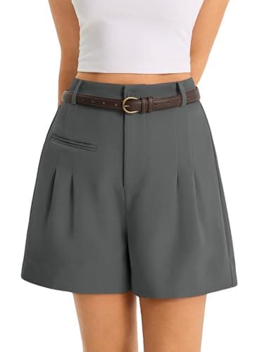 Cicy Bell Womens Wide Leg Dressy Shorts Casual Summer High Waisted Tailored Work Suits Shorts Grey - Image 1