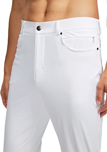 G Gradual Men's Stretch Golf Pants with 6 Pockets Slim Fit Dress Pants for Men Travel Casual Work (White, L) - Thumbnail 2