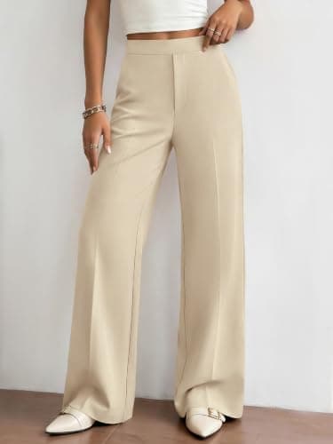 BTFBM Womens Dress Pants 2026 Fall Wide Leg High Waisted Long Palazzo Pants Business Casual Work Trousers Slacks Pockets(Beige, XX-Large) - Thumbnail 2