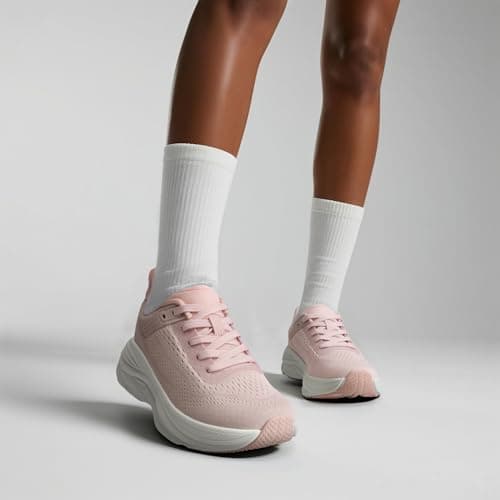 Athlefit Womens Walking Shoes Comfortable Slip On Pink Tennis Shoes Athletic Gym Non Slip Workout Fashion Sneakers Size 5.5 - Thumbnail 2