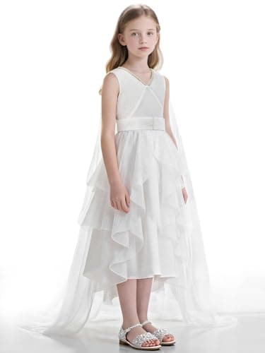 EARJIA Greek Toga Costume for Kids White Roman Princess Dress for Girls Halloween Birthday Carnival Outfit - Image 1