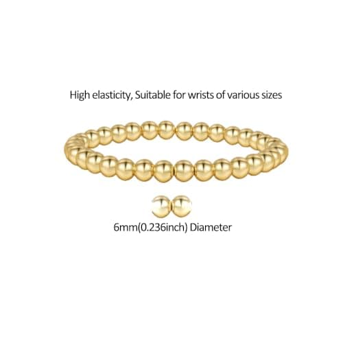 Alegend Handmade 18K Gold Plated 6MM Bead Bracelet - Durable Everyday Accessory - Thumbnail 2