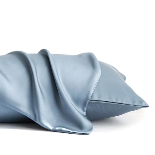 DCSKY 100% Tencel Pillowcase, Hair and Skin Friendly, Soft and Smooth，Cooling Silk Pillowcases for hot Sleepers,Queen Pillowcases Set of 2,Hair and Skin Friendly,Denim Blue, 20x30in - Thumbnail 2