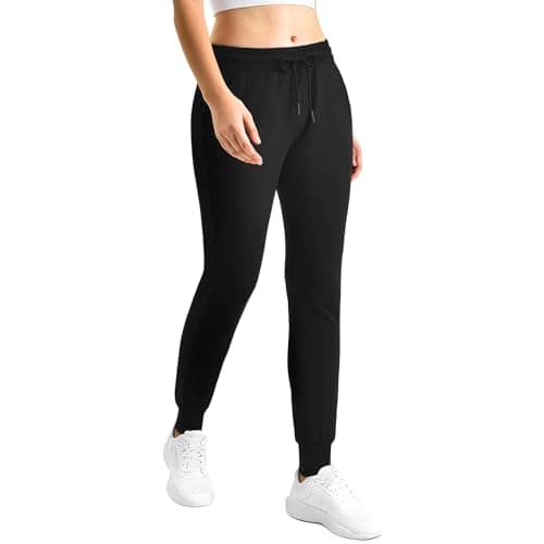 CADITEX Womens Joggers with Pockets,Stretch Active Drawstring Sweatpants Women for Travel Workout Running Black M - Image 1