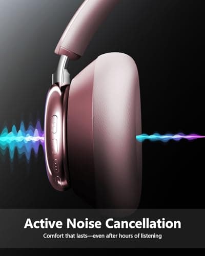 Wentronic Y03 Bluetooth Headphones Wireless Active Noise Cancelling Over Ear Headphones 48 Hours Playtime High Sound Quality 6 EQ Music Mode Headphones with Soft Ear Cushion - Pink - Thumbnail 4