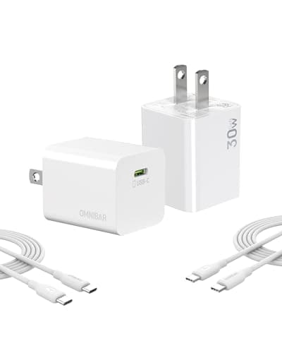 Omnibar iPhone 17 16 15 Charger Fast Charging, 2Pack 30W USB C Charger Block with 4FT Type C Cable, GaN PD PPS Wall Charger for iPhone 17 16 Pro Max, Samsung Galaxy S26 S25 Ultra, iPad Pro, AirPods 4 - Image 1