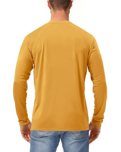 isnowood Sun Protection Shirts for Men, UPF 50+ Long Sleeve, UV Quick Dry Rash Guard Swim Shirt for Fishing Hiking Running Yellow - Thumbnail 2