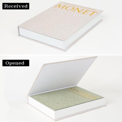 Hiwhy Decorative Book Storage Box Set of 2, Stylish Decorative Books, Linen Faux Book Storage Box for Bookshelf, Coffee Tables, Home Decor, GrassGreen - Thumbnail 3