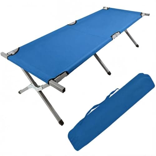 HOMSUPPLIE'S Folding Camping Cot,Outdoor Portable Camp Bed, Sleeping Cots with Carry Bag (Blue) - Image 1