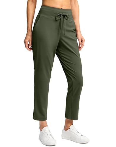 G Gradual Pants for Women High Waisted Golf Pants 2 Pockets 7/8 Ankle Sweatpants for Athletic Travel Casual Lounge Work, Army Green, X-Large - Thumbnail 2