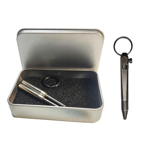 Myrthona Mini Brass Bolt Action Pen Handmade Compact EDC Pocket Ballpoint - Smooth Writing Tool with Keychain, 1 Black Refill & Gift Box, 75 mm - Thumbnail 6