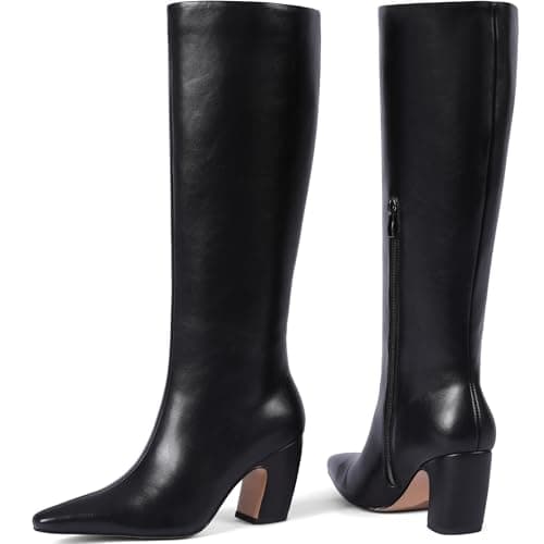 Tarkwa Women's Knee High Boots, Comfortable Square Toe Faux Leather Boot Fashion Long Tall Boots for Riding Chunky High Heeled Dress/Casual Boot, Black Size 9.5 - Thumbnail 4