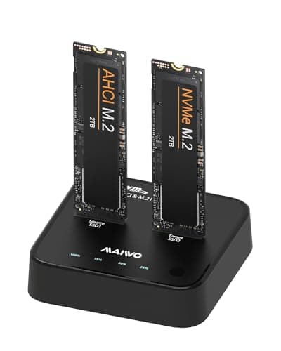 MAIWO K3016P2 NVMe AHCI M.2 SSD Duplicator, USB3.2 Type C 20Gbps Clone Docking Station, for M.2 SSD 2230/2242/ 2260/2280, Support One Key Cloner Copy Function