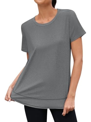 3rd hill Womens Workout Tops Short Sleeve Crewneck Sports Yoga Running Shirts Quick Dry Outfits Gray XL - Thumbnail 5
