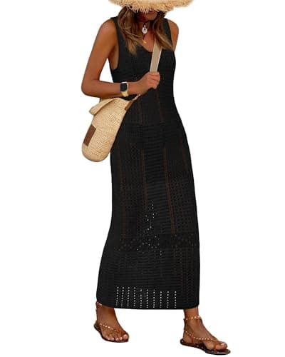 BTFBM Crochet Swimsuit Coverup for Women Summer Outfits Spring 2026 Swimwear Bathing Suit Cover Up Beach Vacation Clothes(Black, X-Large) - Image 1