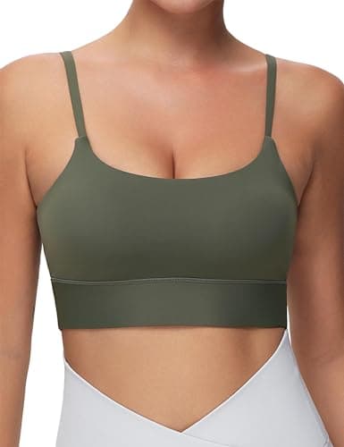 THE GYM PEOPLE Women's Adjustable Longline Sports Bras Scoop Neck Padded Wireless Workout Yoga Tops - Image 1