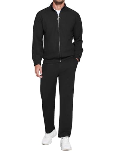 COOFANDY Casual Tracksuit For Men Sweatsuits Sets 2 Piece Athletic Running Track Suits Jogger Set Black Small - Image 1