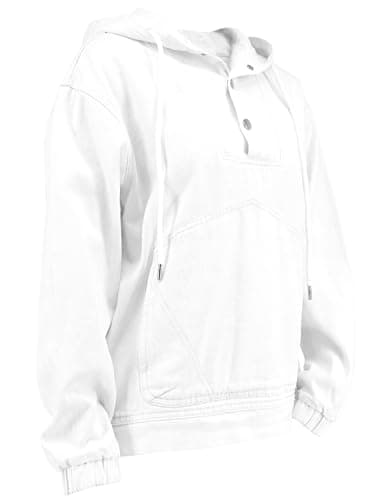 STOLKISS Women Denim Jacket Hoodies Casual Button Down pullover Long Sleeve Jean Tops Jacket Trendy Cropped Sweatshirt with Pockets - Thumbnail 4