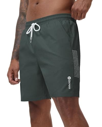 ZKMAN Men's 7" Buttery‑Soft Smooth Athletic Shorts, Lightweight Breathable Quick Dry Natural‑Fit Gym Workout Lounge Wear(Dark Grey M) - Image 1