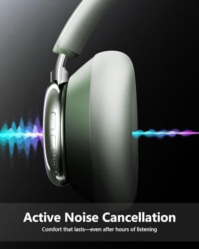 Wentronic Y03 Bluetooth Headphones Wireless Active Noise Cancelling Over Ear Headphones 48 Hours Playtime High Sound Quality 6 EQ Music Mode Headphones with Soft Ear Cushion - Green - Thumbnail 4