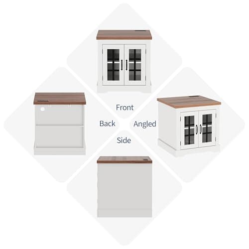 Buffet Cabinet with Storage, Sideboard Buffet with Glass Doors, Built-in Power Outlet, Elegant Walnut Top Plate, for Kitchen, Coffee Bar, Pantry, Living Room - Thumbnail 3