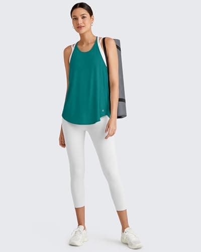 G4Free Pilates Tops Yoga Spaghetti Racerback Tanks Lightweight Athletic Work Out Quick Dry Yoga Pilates Top (Teal,XL) - Thumbnail 4