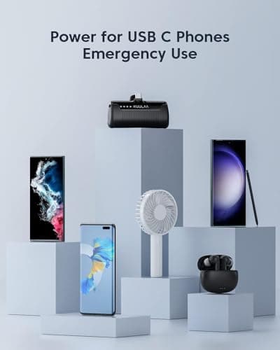 Kuulaa Portable Charger USB C Power Bank 4500mAh Small Portable Phone Charger Android Compact Plug in Battery Pack Portable Compatible with iPhone 15, Samsung Galaxy, Moto, LG, Pixel, Black - Thumbnail 6