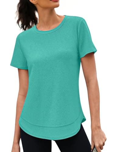 3rd hill Womens Workout Tops Short Sleeve Crewneck Sports Yoga Running Shirts Quick Dry Outfits Green 3XL - Image 1