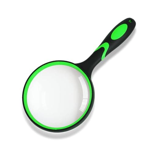 Magnifying Glass Handheld Reading Magnifier for Seniors - 100MM Real Glass Magnifying Lens for Book, Newspaper Reading, Insect and Hobby Observation, Science (Green) - Image 1