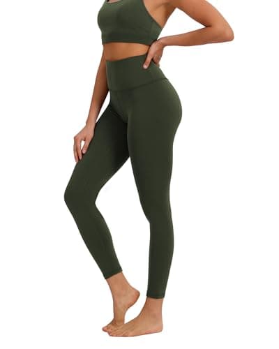 Buttery Soft High Waist Workout Leggings for Women 25" Dark Olive Green