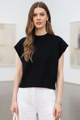 Orolay Sweater Vest Women Cap Sleeve Crew Neck Knit Pullover Tank Tops - Thumbnail 6