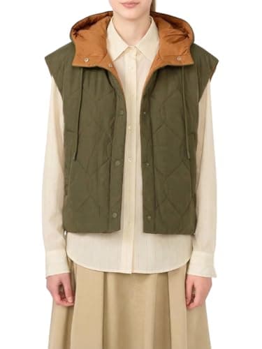 OctMoon Women's Hooded Puffer Vest – Lightweight Zip Up Sleeveless Jacket – Warm Padded Winter Vests for Women with Pockets – Oversized Casual Outerwear - Olive green - Image 1