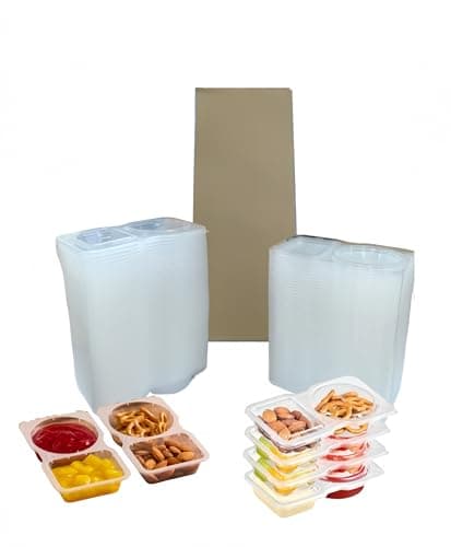 Carastora 50-Pack Snack Containers with Lids, Disposable Double Compartment Sauce Cups, Portable Plastic Boxes for Snacks, Dips, Meal Prep, Portion Control, School, Office, Camping & Travel - Image 1