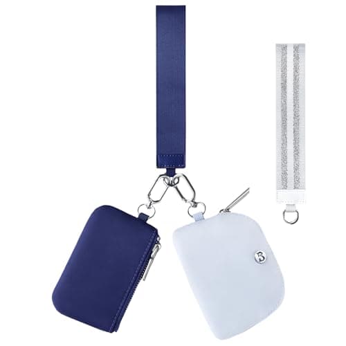 Mini Zip Around Dual Pouch Wristlet With 2 Straps Wristlet Keychain Wallet for Women Coin Purse Small Cute for Teen Girl - Image 1