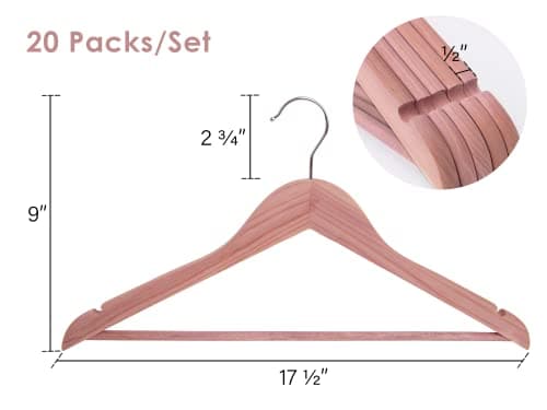 StorageWorks Cedar Wood Clothes Hanger 20 Pack, Wooden Coat Hangers for Shirts, Jackets, Pants, Suits, Sweaters - Thumbnail 3