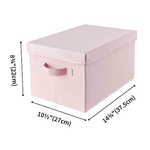 GRANNY SAYS Storage Bins Fabric, Storage Bins with Lids, Collapsible Storage Box Closet Shelf, Decorative Storage Baskets for Organizing Bedroom Dorm Nursery, Pink, Medium, 3-Pack - Thumbnail 6