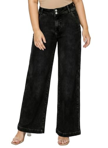Eytino Plus Size Jeans for Curvy Women Black 1X - Image 1