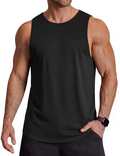 COOFANDY Black Tank Top Men Athletic Training Seeveless Shirt Muscle Gym Clothes Lightweight Jogging Tee Shirts Running - Image 1