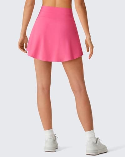 G4Free Athletic Skorts for Women with Shorts High Waisted Golf Skirt Inner Pockets A Line Comfy Tennis Workout Casual Skort(Rosy Pink,M) - Thumbnail 4