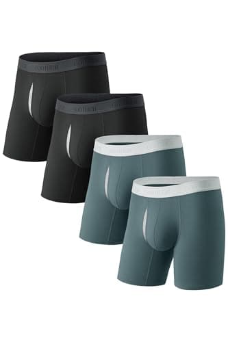 GOOTUCH Boxer Briefs For Men, Moisture Wicking Odor Control Cotton Men Underwear Pack, Support 3D Pouch No Ride-Up (2 Black/ 2 Dark Gray,XXL) - Image 1