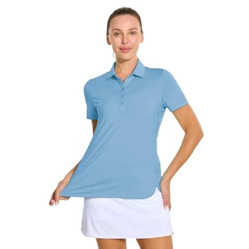 M MAELREG Womens Golf Shirt Short Sleeve Casual Lightweight Quick Dry Collared Tennis Polo Shirts for Women Sky Blue - Thumbnail 4
