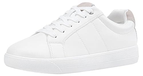 Vepose Women's White Casual Walking Sneakers, Fashion Tennis Low Top Slip On 8013 Shoes, Size 8M US(CJY8013 White Beige 08)