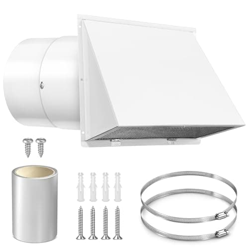 White 10 Inch Hooded Wall Vent with Screen and Damper Exterior Exhaust Vent Cover Cap - Image 1