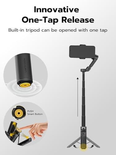 AOCHUAN 3-Axis Gimbal Stabilizer for iPhone w/360° Face Tracking, Smartphone Gimbal w/One-Tap Open Tripod, Gesture Control, Phone Stabilizer w/Magnetic Remote Control & 20" Extension Rod,Smart X3 - Thumbnail 3