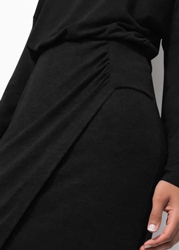 KIRUNDO Women’s Cocktail Wedding Guest Maxi Dress Lightweight Long Sleeve Boat Neck Knit Ruched Slit Slimming Dresses(Black, X-Large) - Thumbnail 6