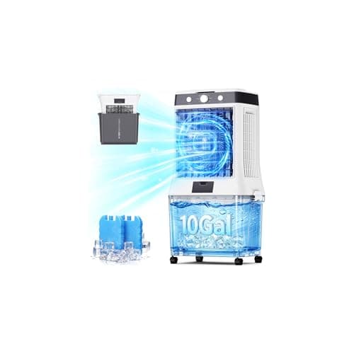 Swamp Cooler Air Conditioner, 10 Gal 3500 CFM Evaporative Air Cooler, Foldable Swamp Cooler, Ice Packs, 3 Modes 3 Speeds, 120° Oscillation, for Indoor Rooms Office Bedroom - Image 1
