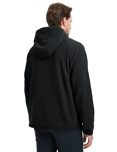 M MAELREG Mens Hoodies Microfleece Winter Warmth Golf Quarter Zip Hoodies Polar Fleece Hooded Sweatshirts for Men Black - Thumbnail 4