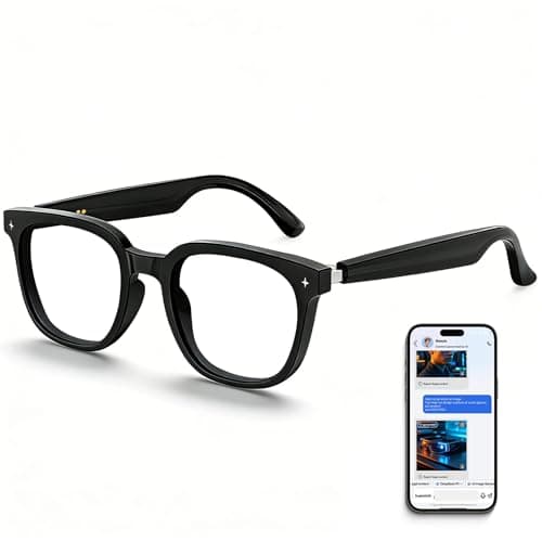 2026 AI Smart Glasses with Bluetooth,Open-Ear Audio Bluetooth Glasses for Men,Real-Time Translation 130+ Languages,AI Meeting Assistant,Gesture Control,9H Battery,35g Lightweight,Daily&Business Use